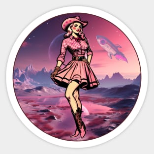 Vintage 50s Cosmic Cowgirl Sticker